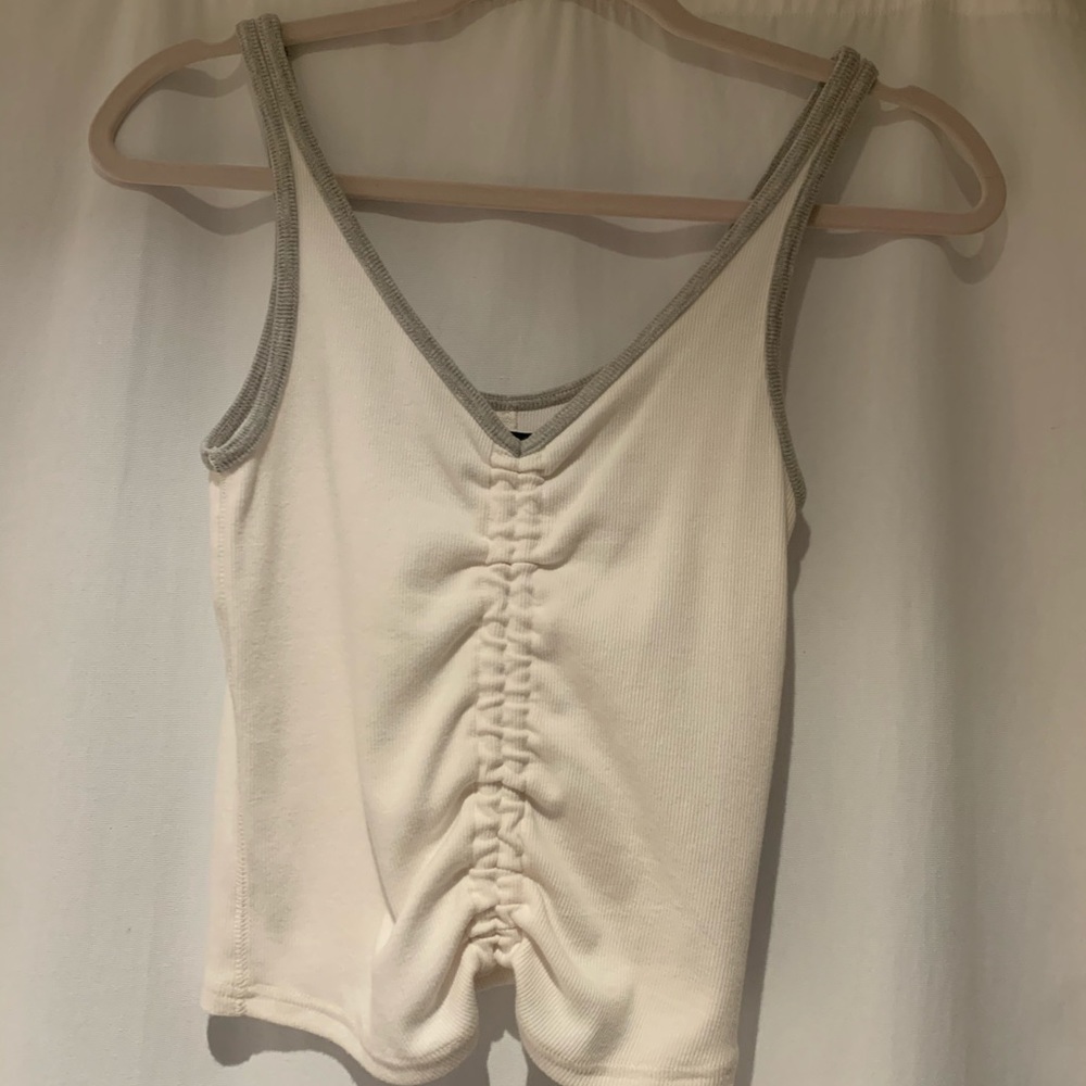 Abercrombie & Fitch White and Grey Tank Top